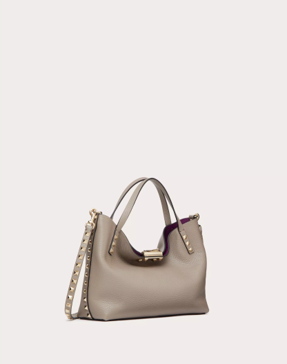SMALL ROCKSTUD GRAINY CALFSKIN BAG WITH CONTRASTING LINING